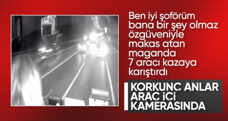 İstanbul’da makas atarak ilerledi! 7 araç kazaya karıştı