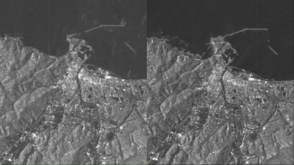 Japonya’da 7.6 büyüklüğündeki depremin öncesi ve sonrası uzaydan görüntülendi