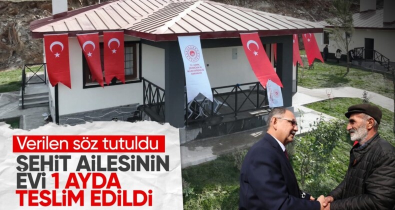 Bakan Özhaseki, depremzede şehit ailesine verdiği sözü tuttu: Evlerini 1 ayda teslim etti