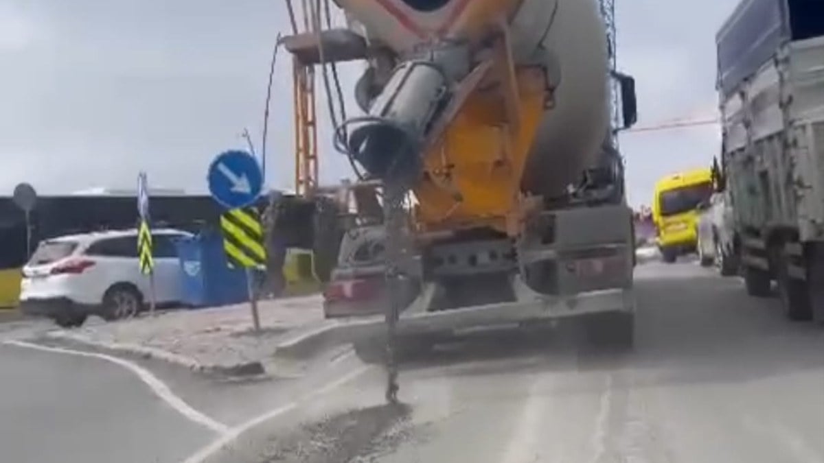 İstanbul Ümraniye’de asfalta beton dökerek ilerleyen sürücüye 16 bin lira ceza kesildi
