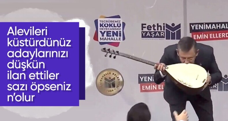 Özgür Özel, kendisine hediye edilen sazı öptü! İlignç anlar…