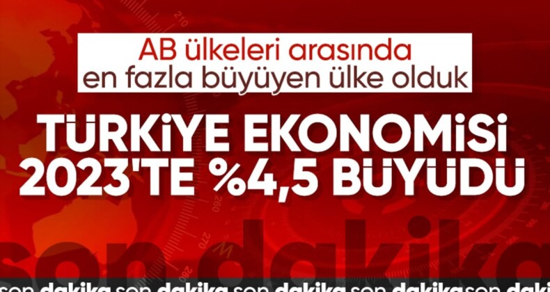 TÜİK açıkladı! Türkiye ekonomisi 2023’te yüzde 4,5 büyüdü