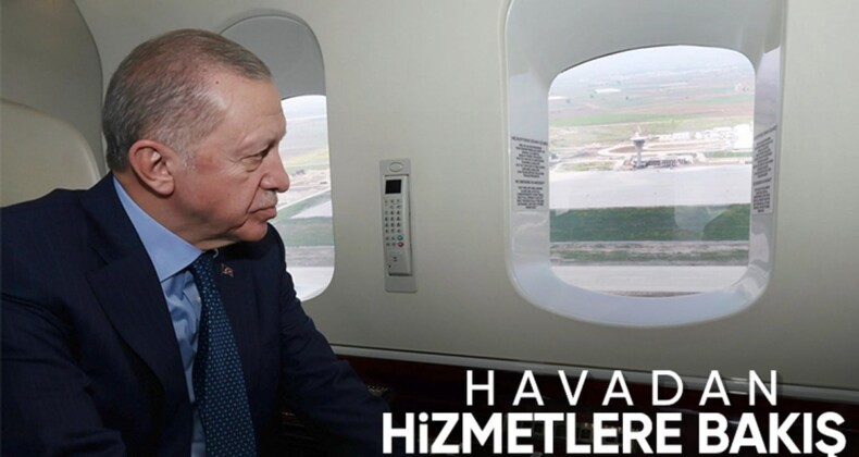 Cumhurbaşkanı Erdoğan, Çukurova Havalimanı’nı havadan inceledi