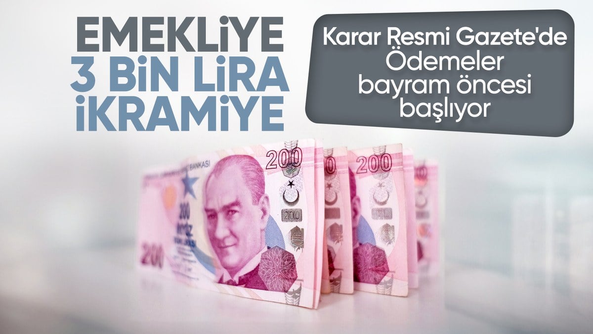 Emekliye 3 bin lira bayram ikramiyesi Resmi Gazete’de