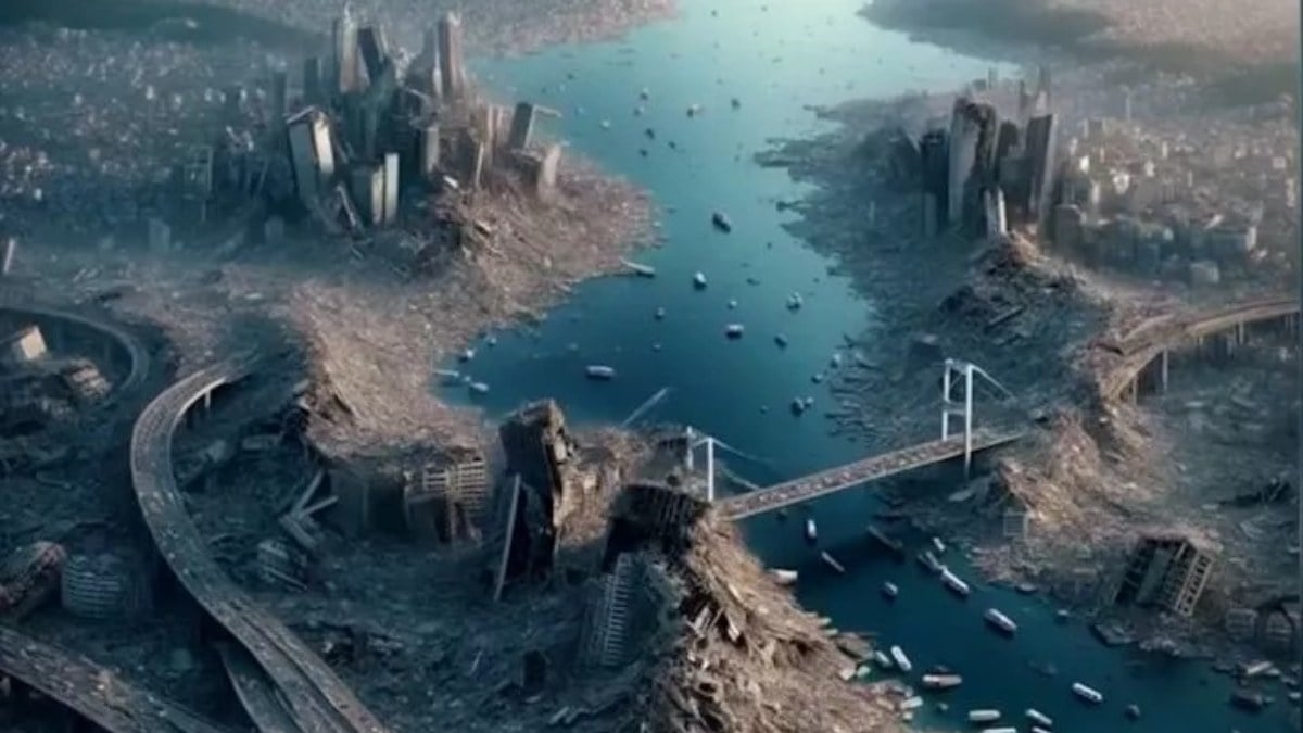 Hayal edilemiyordu, resmedildi! İşte yapay zeka ile İstanbul depremi: Kız Kulesi, Ayasofya, Galata…