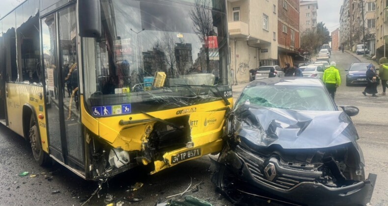 İstanbul’da İETT otobüsü ile çarpışan araçta 3 kişi yaralandı