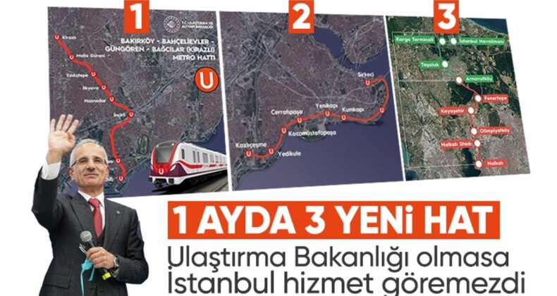 Ulaştırma Bakanlığı’ndan İstanbul’a dev hizmet! 1 ayda ulaşımda 3 hat açıldı