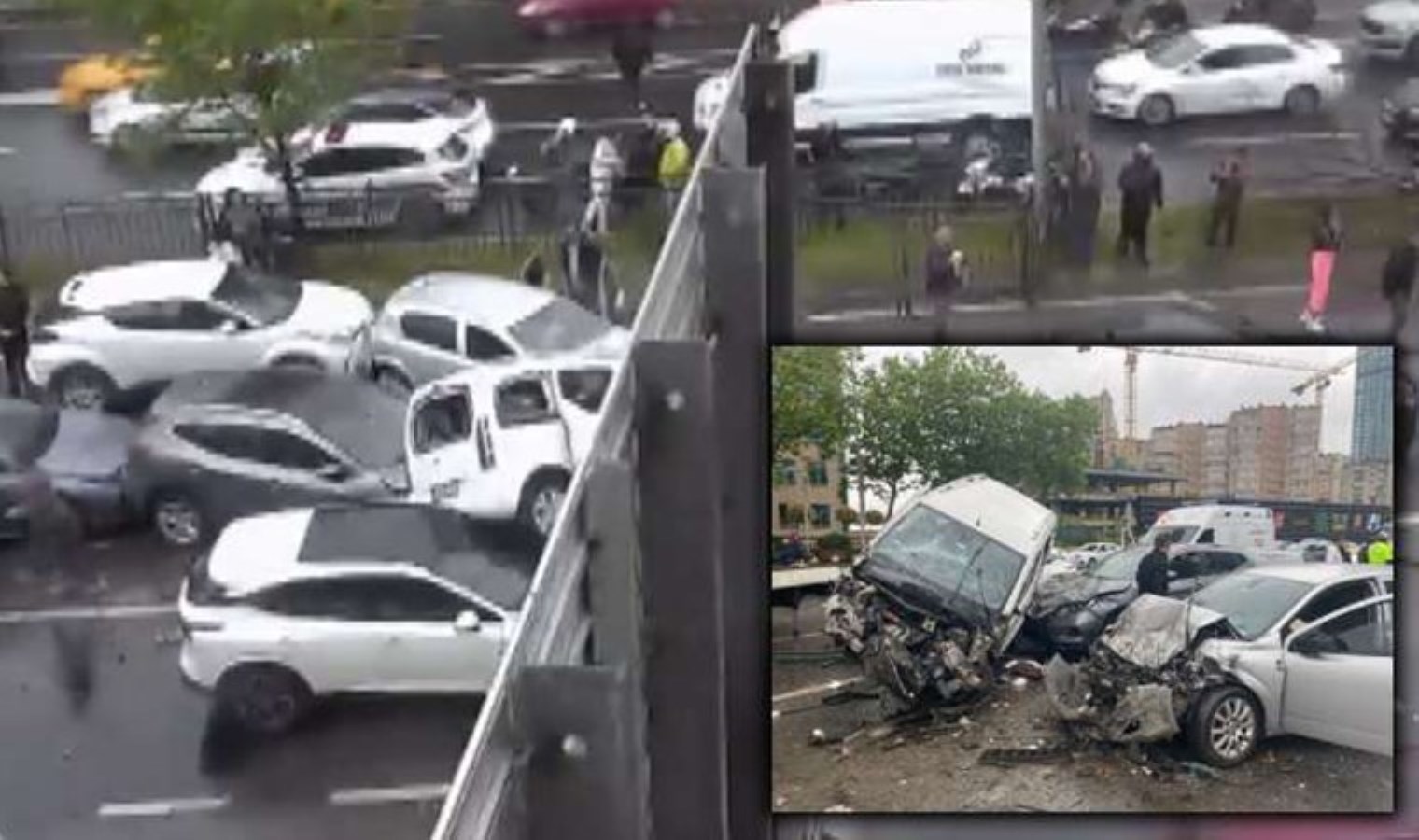 Beşiktaş’ta 8 aracın karıştığı zincirleme kazanın manzarası ortaya çıktı