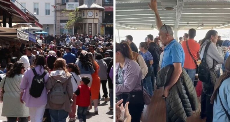 Büyükada’da bayram yoğunluğu: Vapurda ayakta seyahat yaptılar!