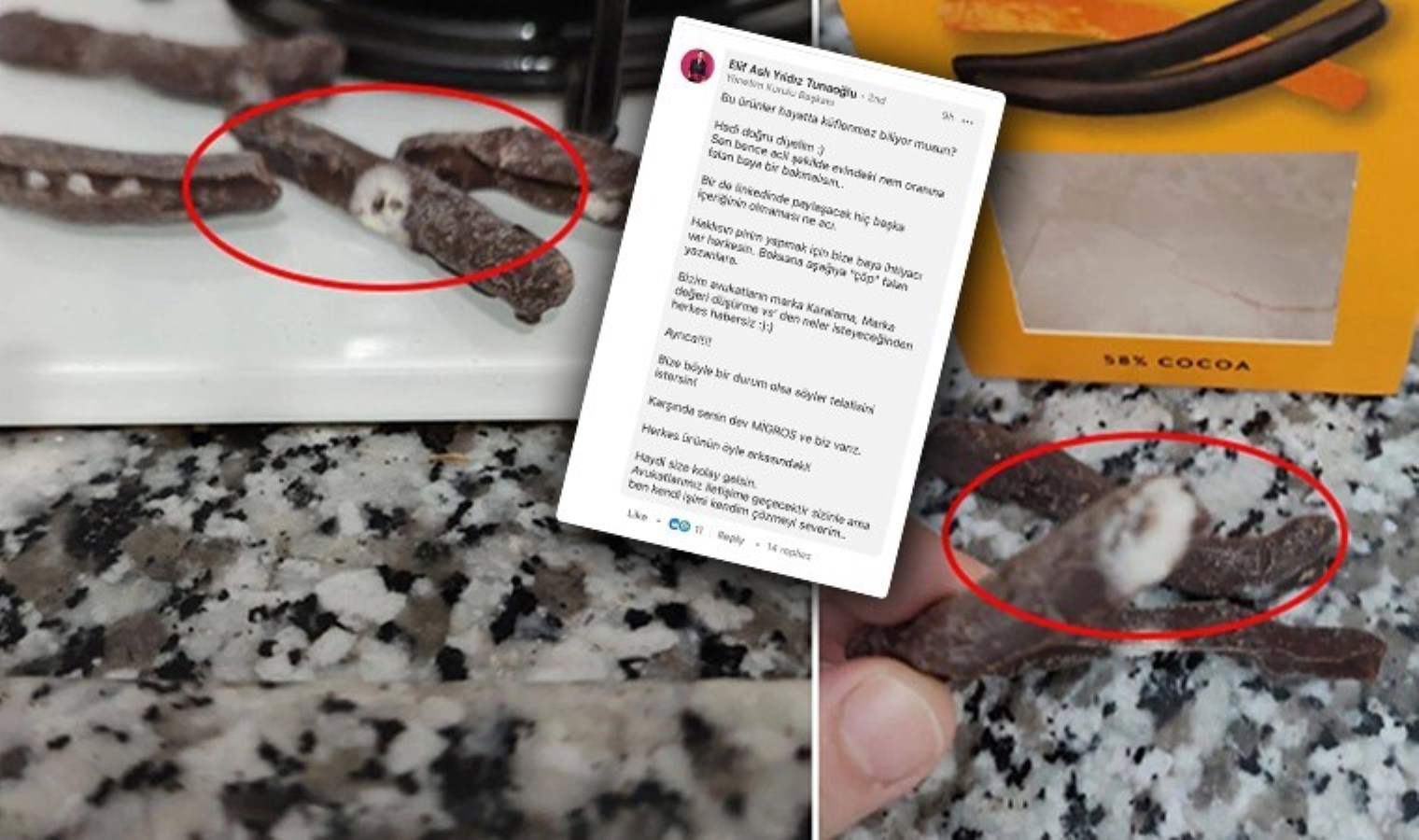 CEO’dan, küflenmiş çikolatayı paylaşan tüketiciye ‘tehdit’li karşılık: Yansılar sonrası paylaşımı sildi