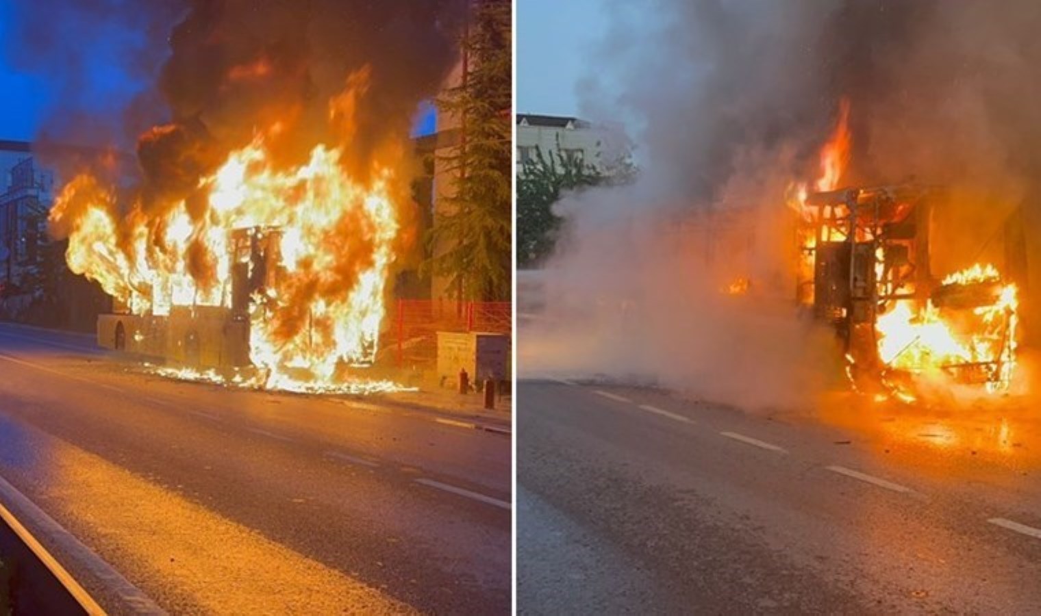 Dehşet dolu anlar… İETT otobüsü alev alev yandı!