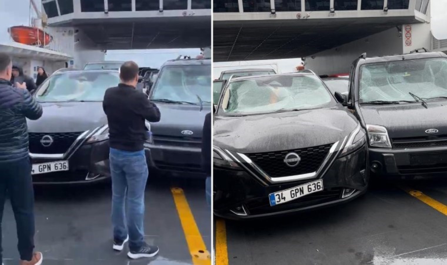 İDO feribotunda endişe dolu anlar: Dalgalar araç camlarını kırdı