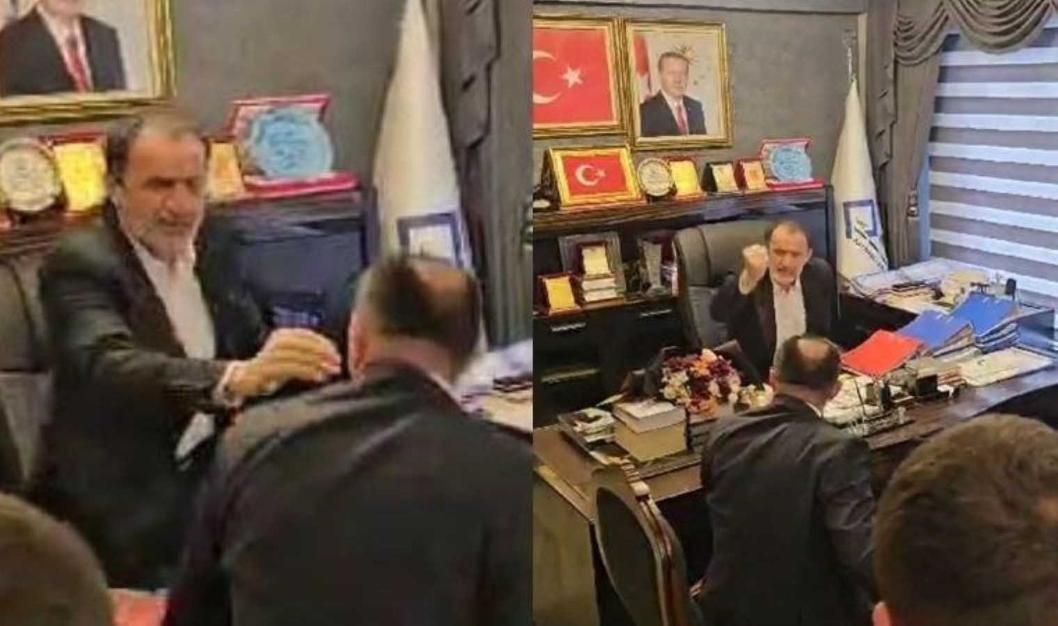 Seçimi kaybeden Yine Refahlı lider, periyot teslim merasiminde MHP’li milletvekiline çiçek fırlatıp, küfretti