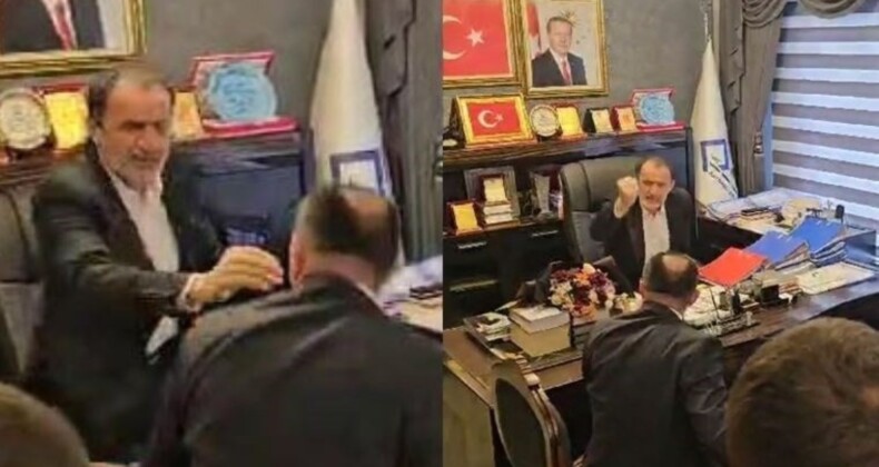 Seçimi kaybeden Yine Refahlı lider, periyot teslim merasiminde MHP’li milletvekiline çiçek fırlatıp, küfretti