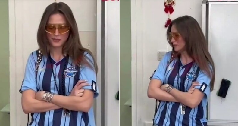 Serenay Sarıkaya, oy kullanmaya Adana Demirspor formasıyla gitti