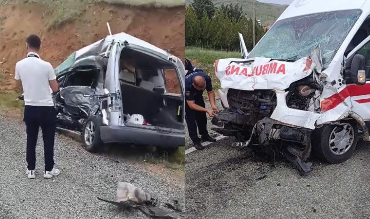 Ambulansla hafif ticari araç çarpıştı: 2’si polis, 7 yaralı