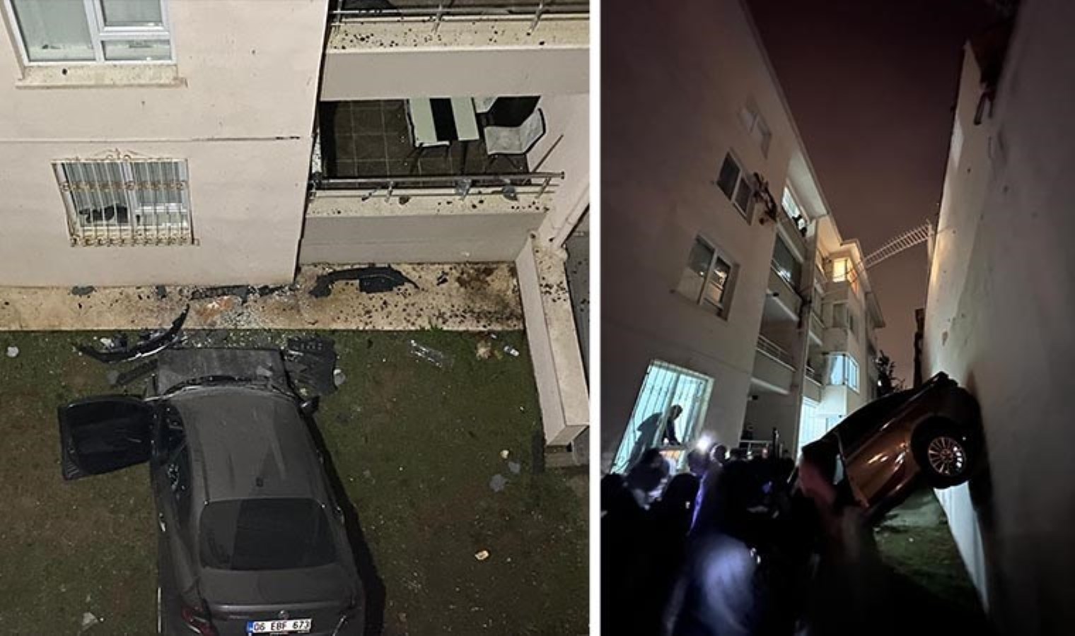 Ankara’da bir garip kaza: Otoparktan uçan araba, apartmanın 3’üncü katına çarptı!