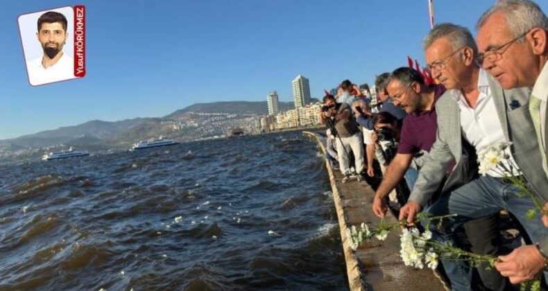 İzmir’de ‘Üç Fidan’ için körfeze papatya bırakıldı