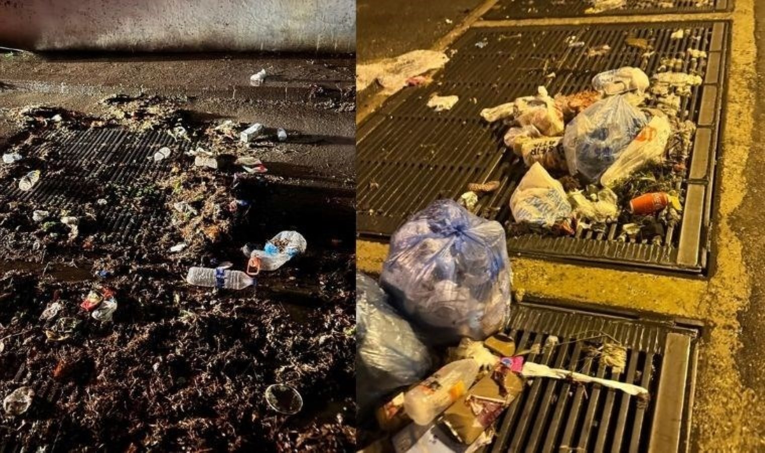 Keçiören’de yaşanan ağır yağışlarda çöpler mazgalları tıkadı