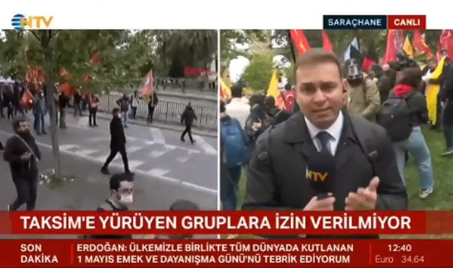 NTV yayınında ‘Taksim’ protestosu: ‘Saray’ın 1 Mayıs korkusu bu, ana akımda gösterin’