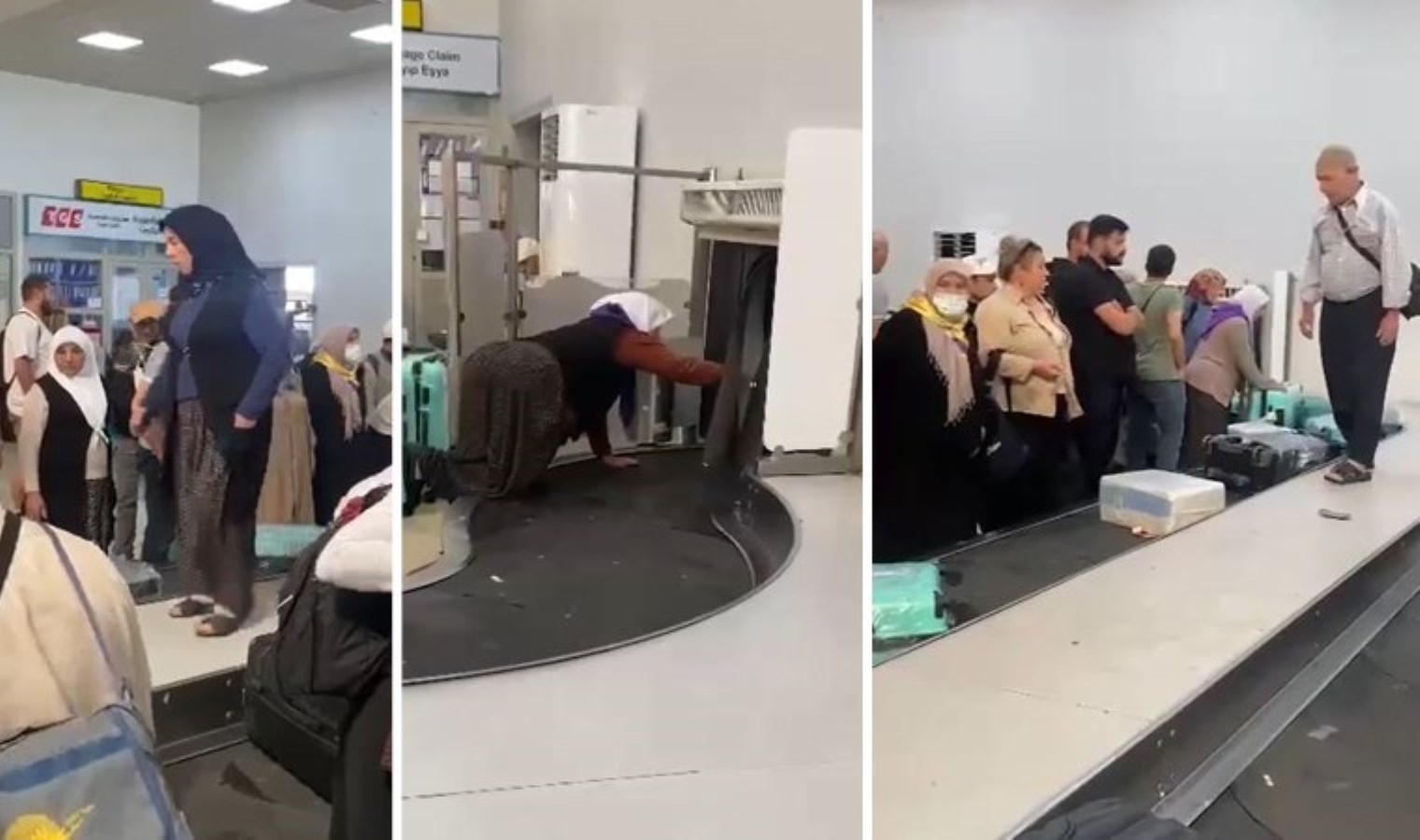 Adana Havalimanı’nda hacılar izdihama neden oldu: Valizlerini bandın üzerine çıkıp aradılar