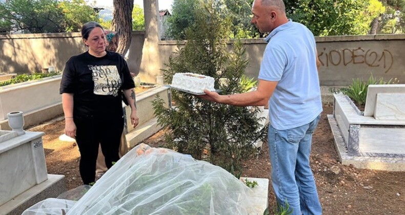 Öldürülen kızı İlayda’nın doğum gününü mezarı başında pastayla kutladı