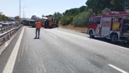 Büyükçekmece’de yakıt tankeri devrildi: Yol trafiğe kapatıldı!