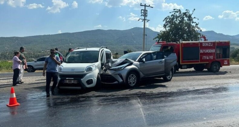 Denizli’de feci kaza… Aynı yöne giden 2 otomobil çarpıştı: 6 yaralı