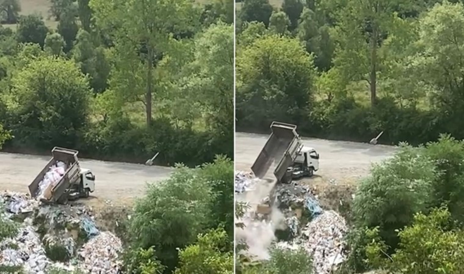 Dereye hafriyat döken kamyonet kamerada…