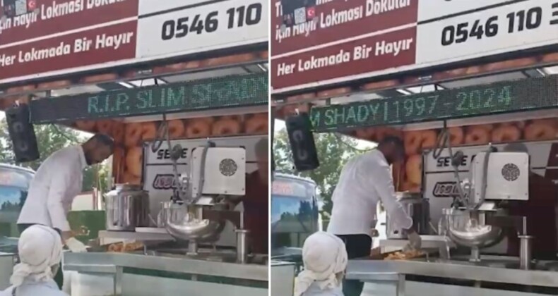 İstanbul’da ünlü rapçi Eminem’in gazetede ölüm ilanını yayınlattığı ‘Slim Shady’ karakteri için lokma döküldü