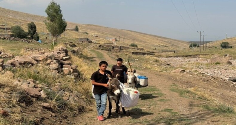 2024 yılında Türkiye manzaları: Iğdırlı çocukların eşekle su taşıma çilesi