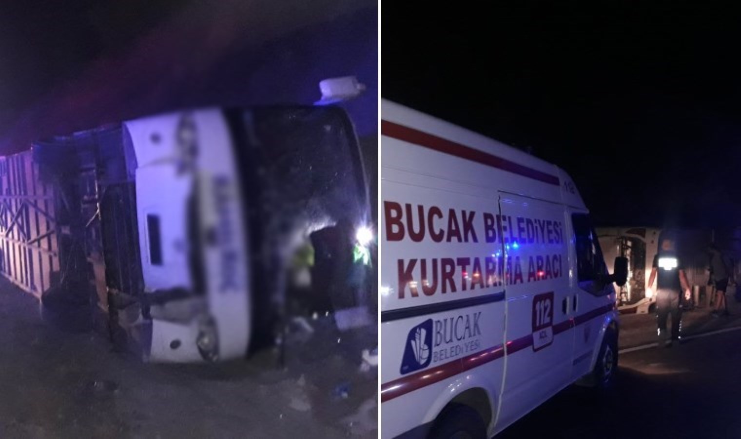 Burdur’da virajı alamayan yolcu otobüsü devrildi: 13 yaralı