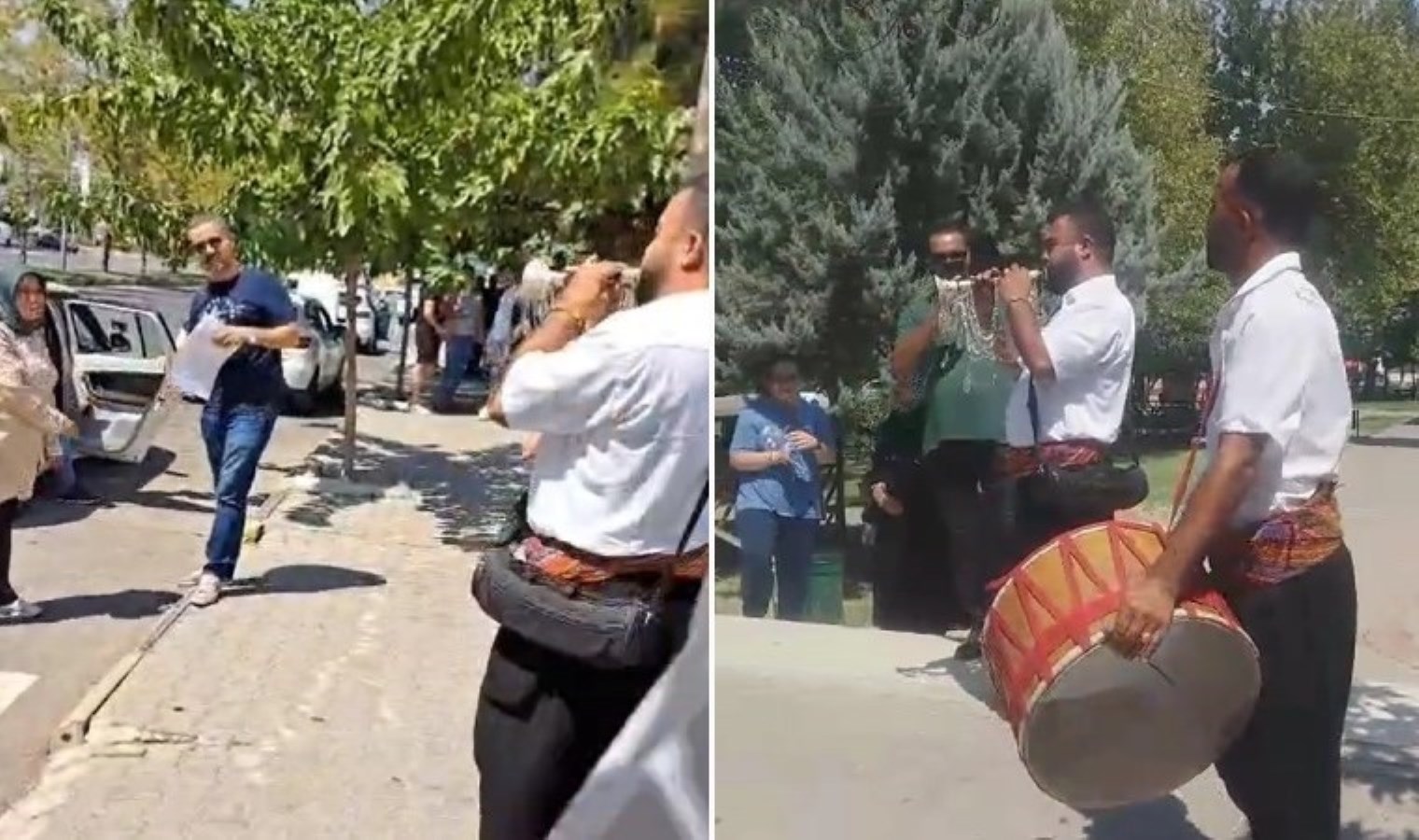 Direksiyon imtihanını geçen eşini davul zurnayla karşıladı