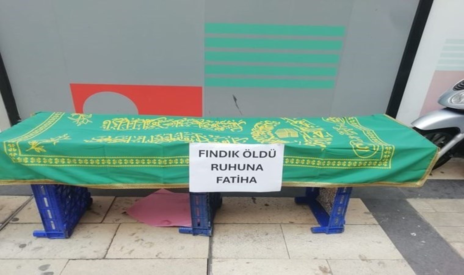 Tabutun üzerine ‘fındık öldü ruhuna fatiha’ yazıp, sosyal medyada canlı yayın yaptı