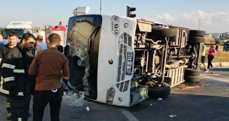 Tekirdağ’da Trafik Kazası: Midibüs Devrildi, 11 Yaralı