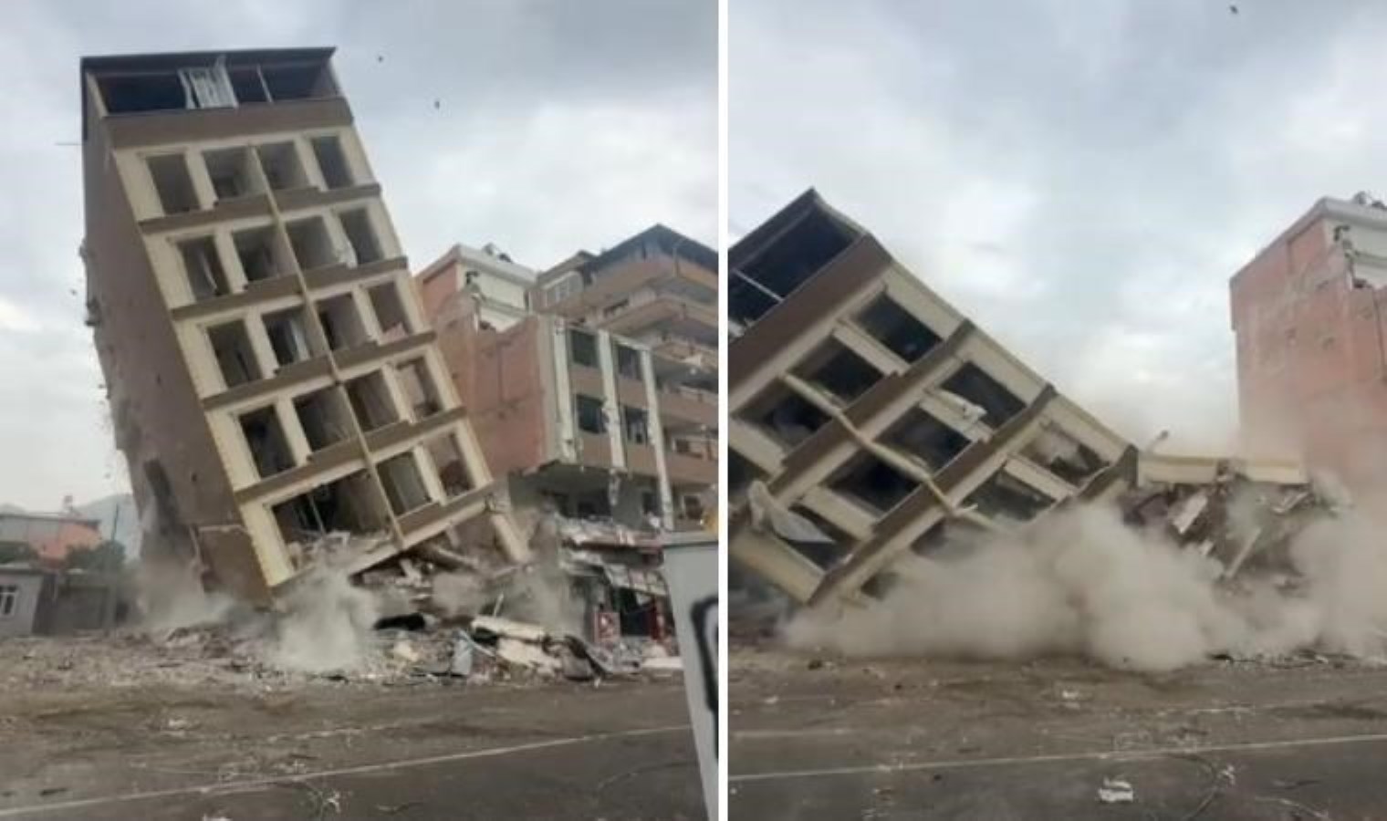 8 katlı bina iş makinesinin dokunuşuyla yerle bir oldu