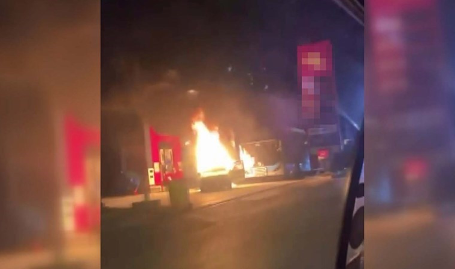 Akaryakıt istasyonunda panik anları: Otomobil alev alev yandı!