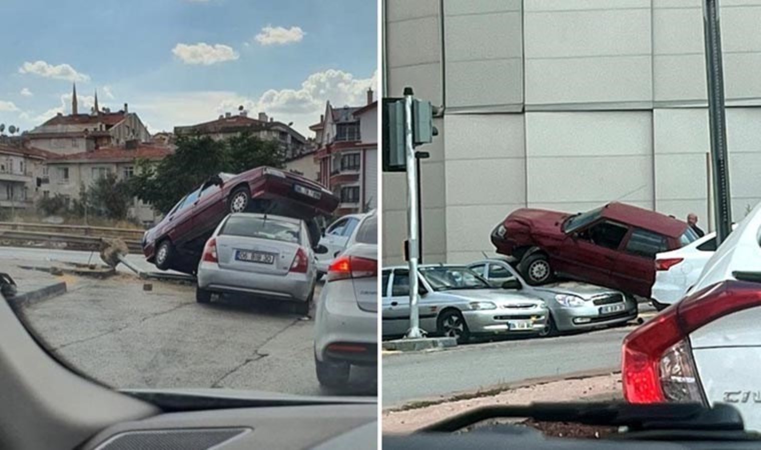 Ankara’da akılalmaz kaza! Işıkta bekleyen otomobilin üzerine çıktı: 1 yaralı