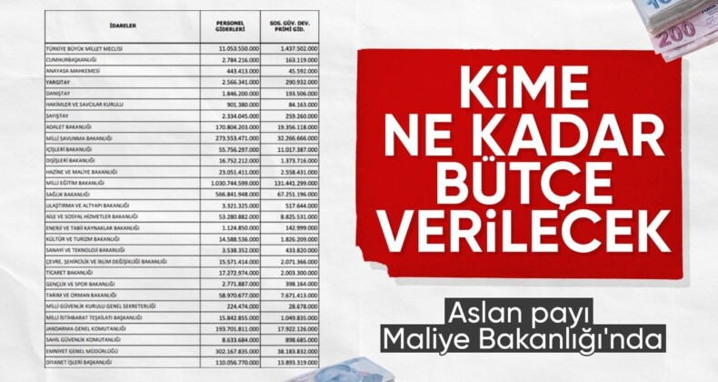 OVP, Resmi Gazete’de: Bütçeden en büyük pay Maliye’nin