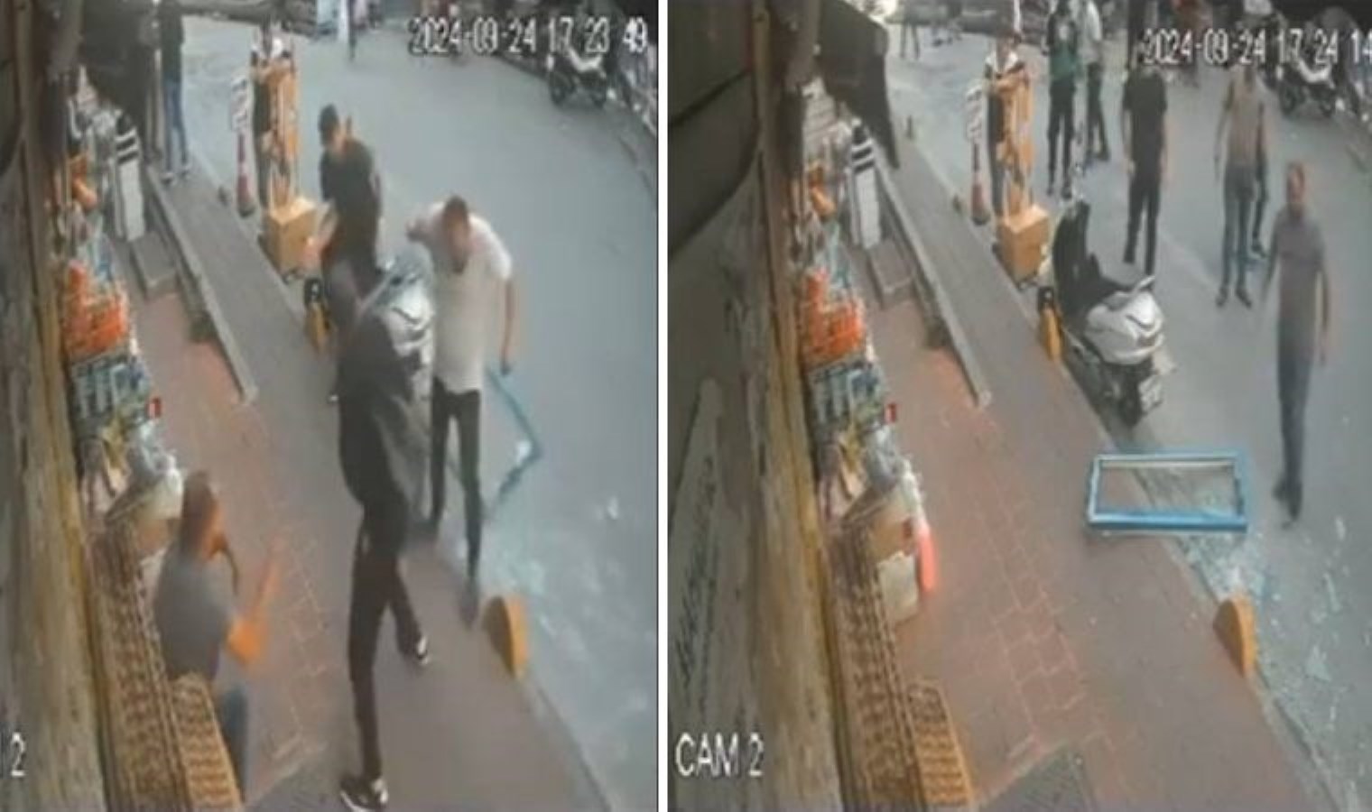 Şans eseri kurtuldu… Kaldırımda yürürken üzerine cam çerçeve düştü!