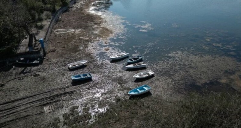 Sapanca Gölü’nde tedirgin eden manzara: Su 17 metre çekildi