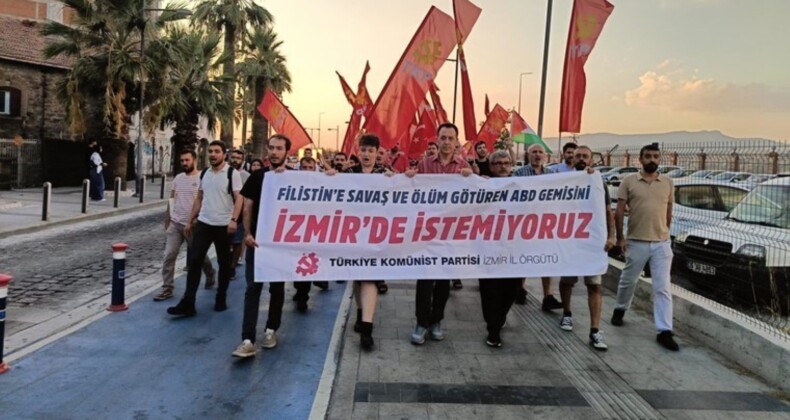 TKP’den İzmir’de ABD gemisi eylemi: ‘Katil ABD işbirlikçi AKP’