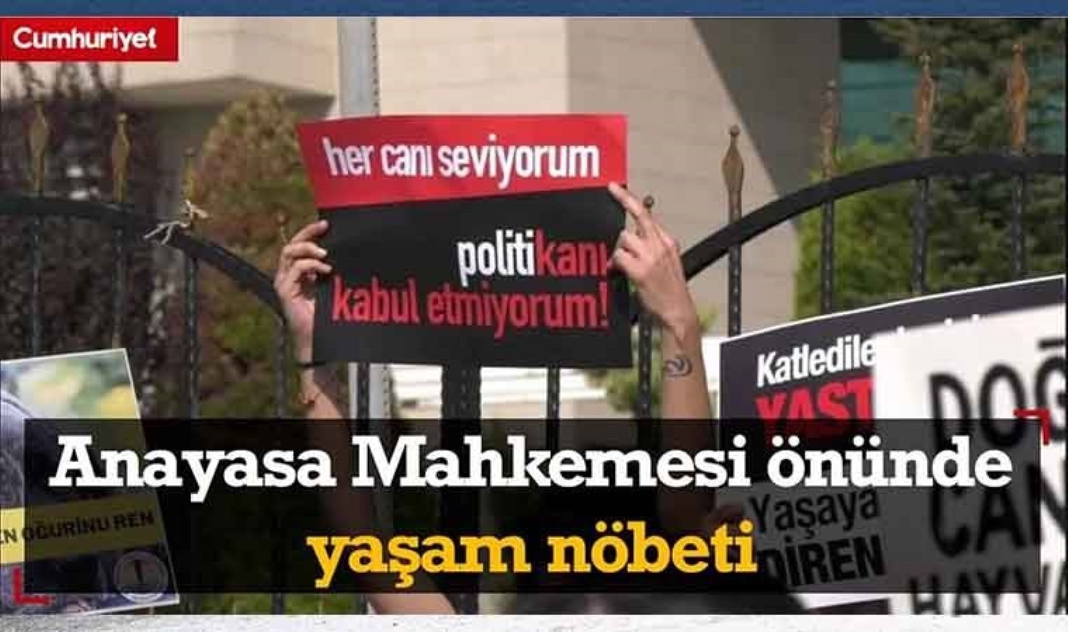 Yaşam hakkı savunucuları AYM önünde yaşam nöbetine başladı