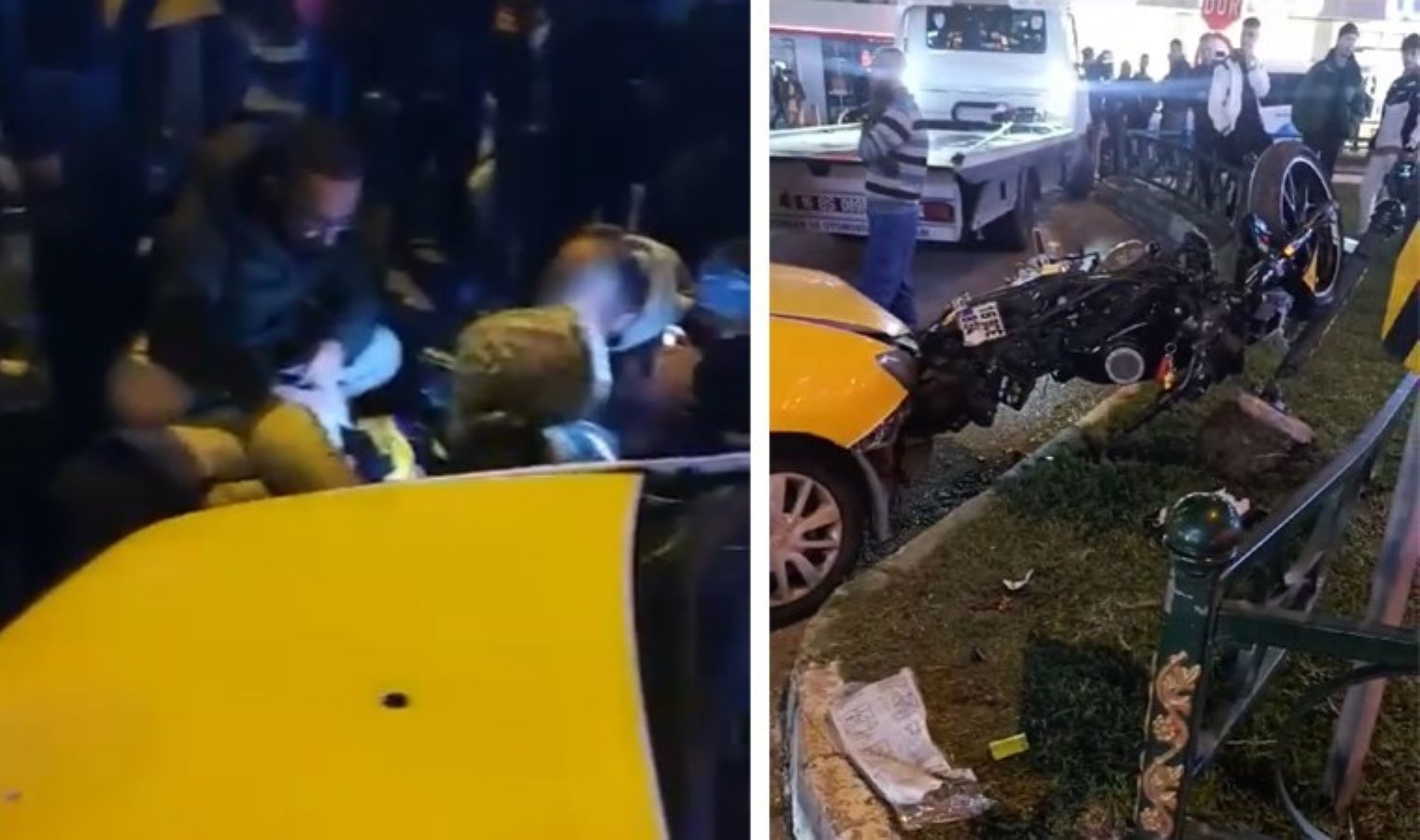 Bursa’da ticari taksi ile motosiklet çarpıştı: 1’i ağır 2 yaralı