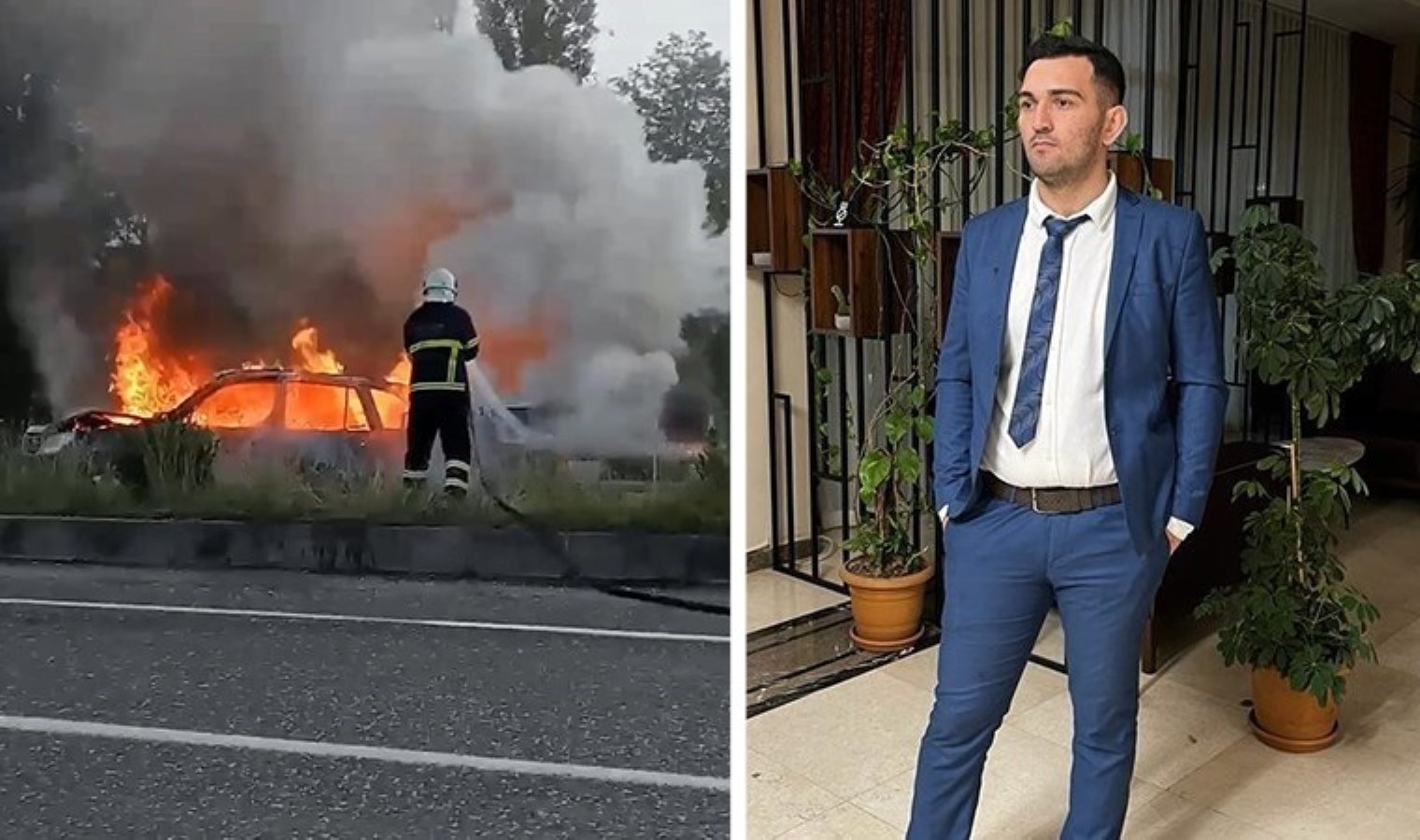 Çarpışan otomobiller alev aldı: 1 ölü, 1 yaralı