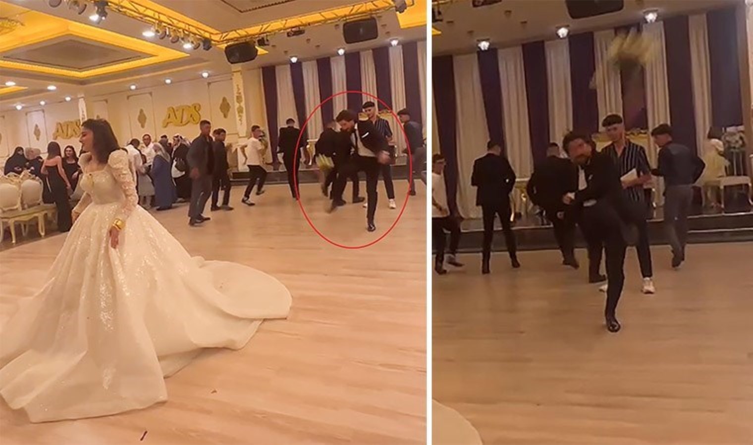 Gelinin attığı çiçeğe, yakalamak yerine tekme attı