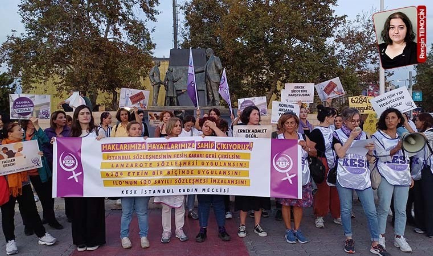 KESK İstanbul Kadın Meclisi’nden kadına şiddete karşı eylem: ‘İstanbul Sözleşmesi’nin fesih kararı geri çekilsin’