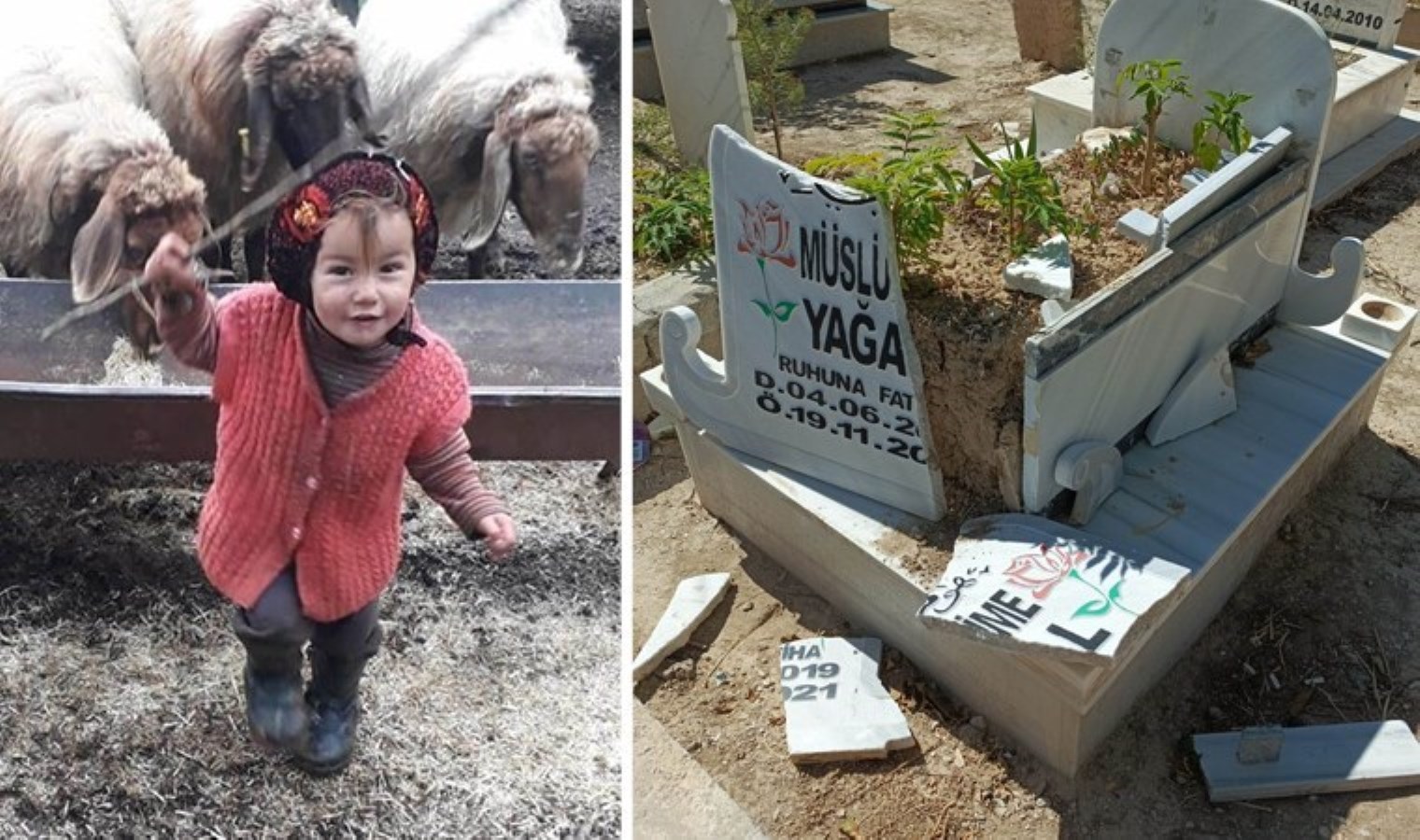 Müslüme’nin mezarındaki mermer kaplama kırıldı: Bırakılan ’emzik’ dikkat çekti