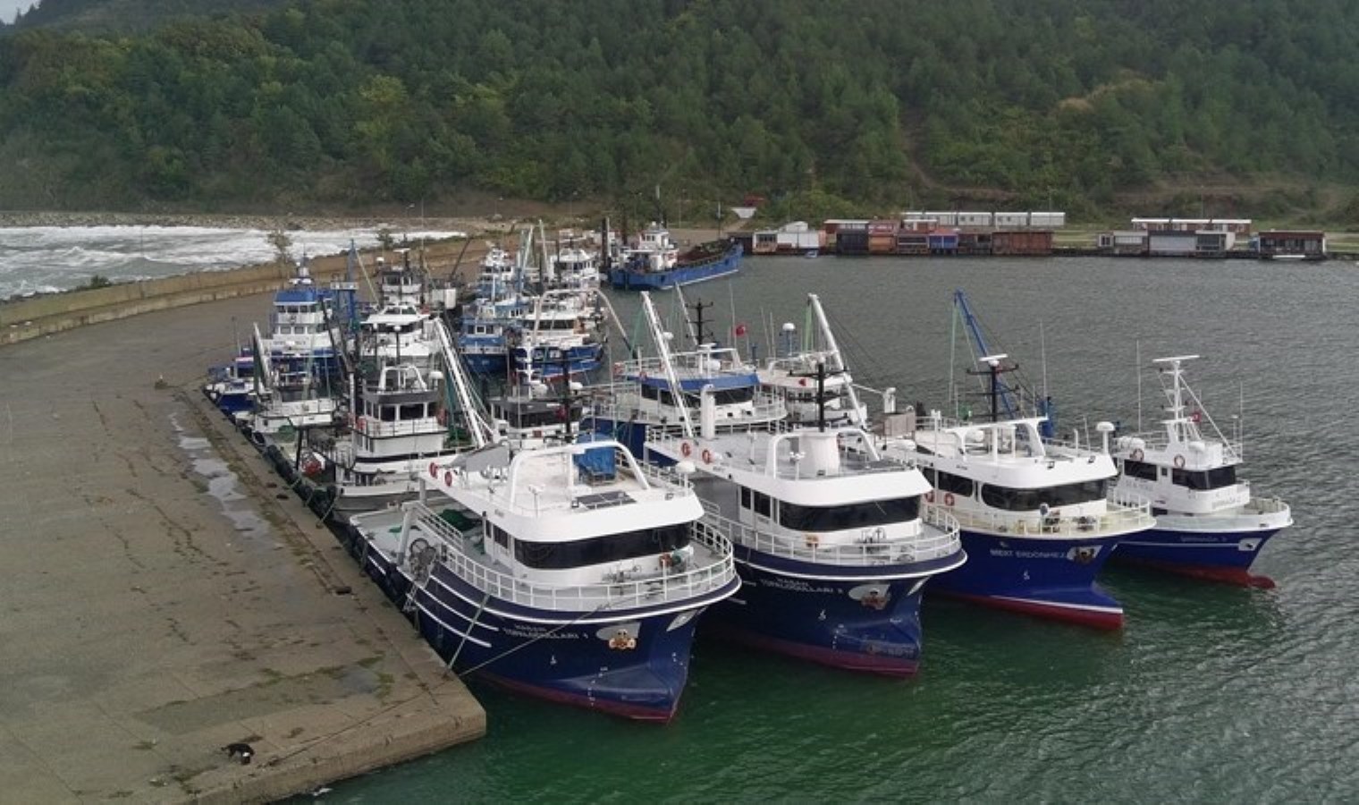 Sinop’ta olumsuz hava koşulları nedeniyle balıkçı tekneleri limana sığındı