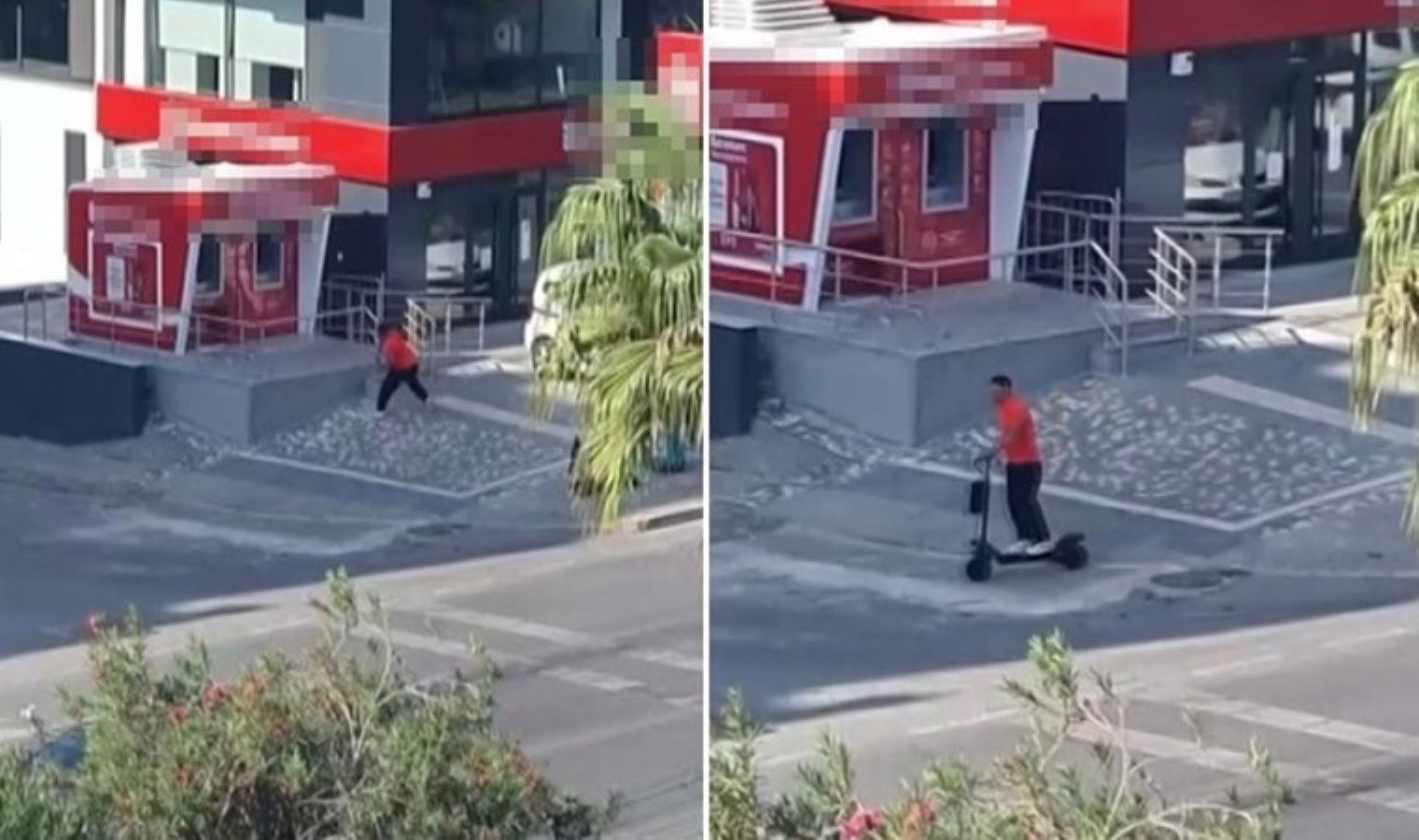 Sopa ve çöp bidonlarıyla ATM’lere saldırdı